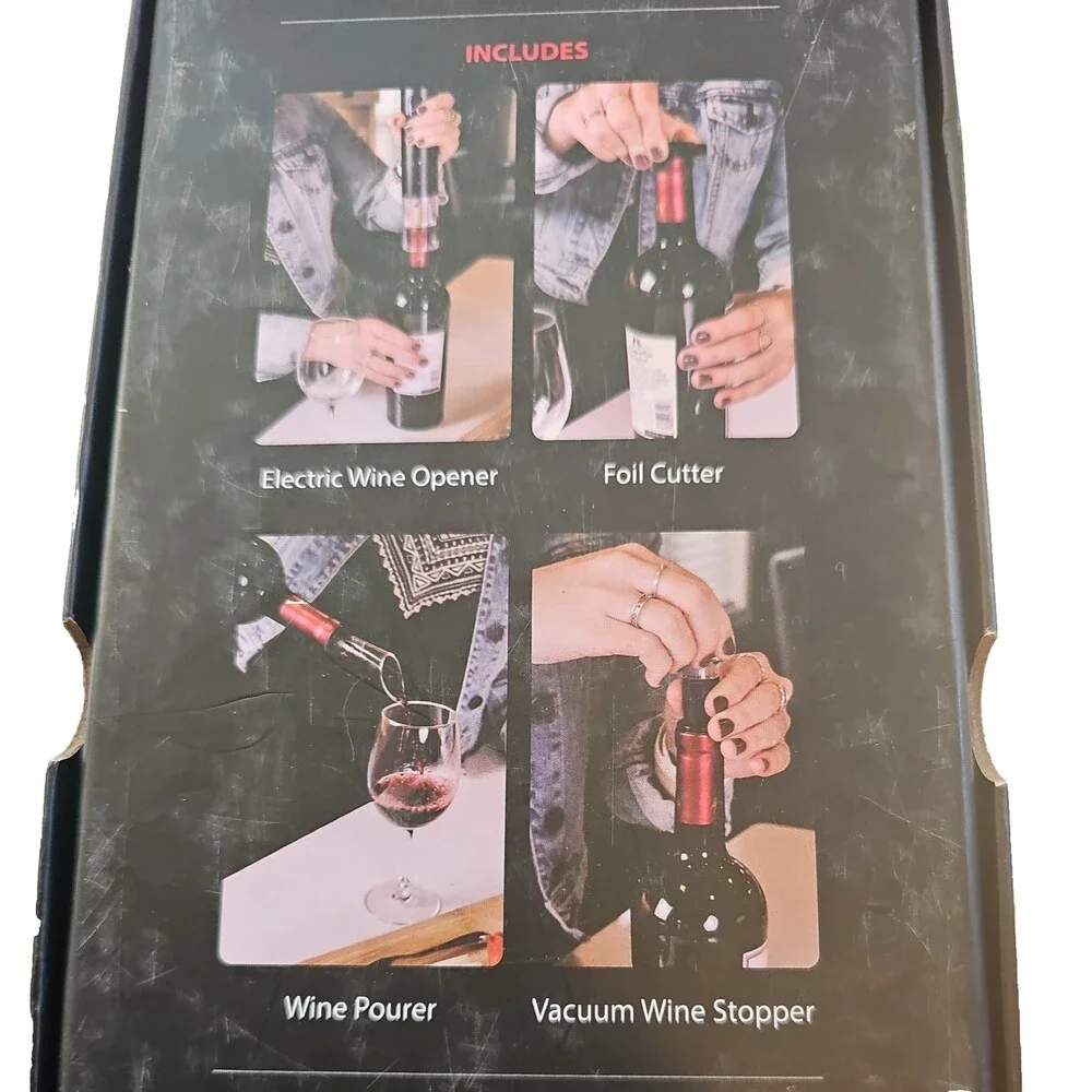 AirVi Electric Wine Opener Kit Uncorks in Secs Aerate Foil Cutter Vacuum Stopper